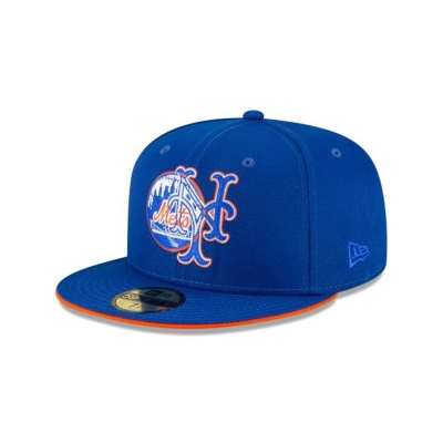 Blue New York Mets Hat - New Era MLB Double Logo 59FIFTY Fitted Caps USA2593170